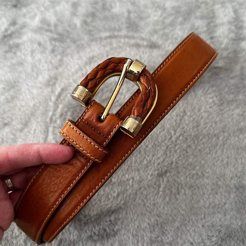 Neiman Marcus Brown Gold Leather Belt Women's MEDIUM